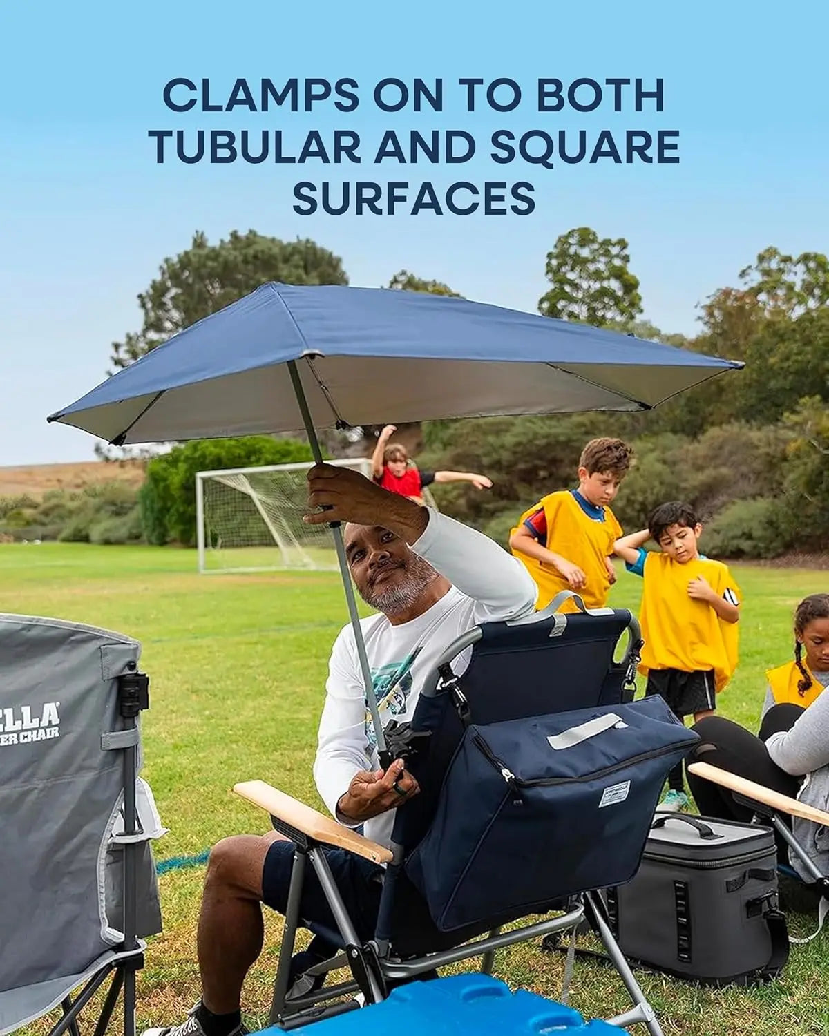 UPF 50+ Personal Sun Shade - Portable Umbrella for Sports & Outdoors - Secure Clamp 360-Degree Swivel Adjustable Position