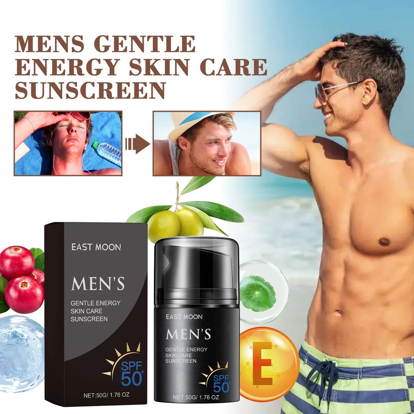 East Moon Men Sunscreen SPF50 UV Protection Whitening