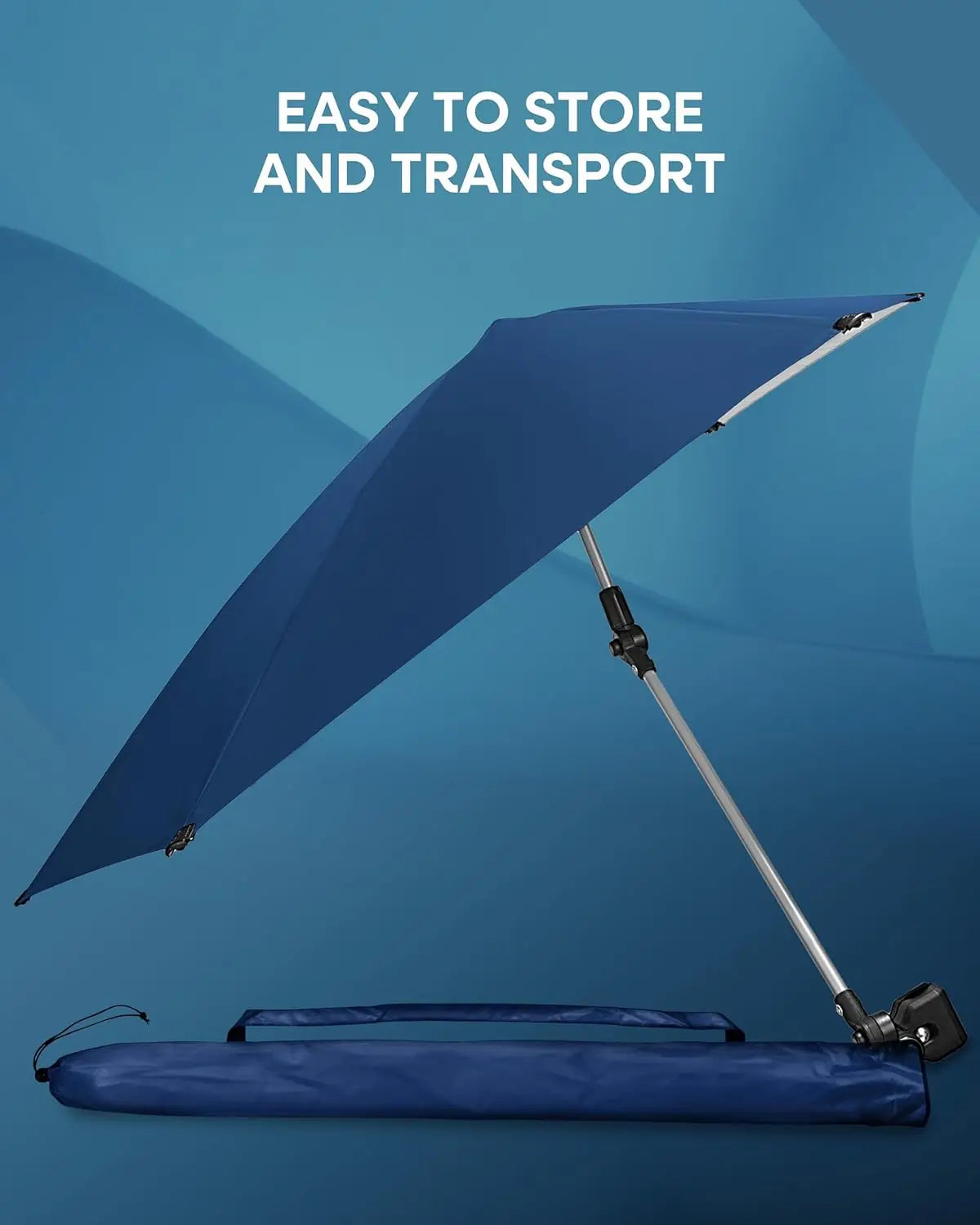 UPF 50+ Personal Sun Shade - Portable Umbrella for Sports & Outdoors - Secure Clamp 360-Degree Swivel Adjustable Position