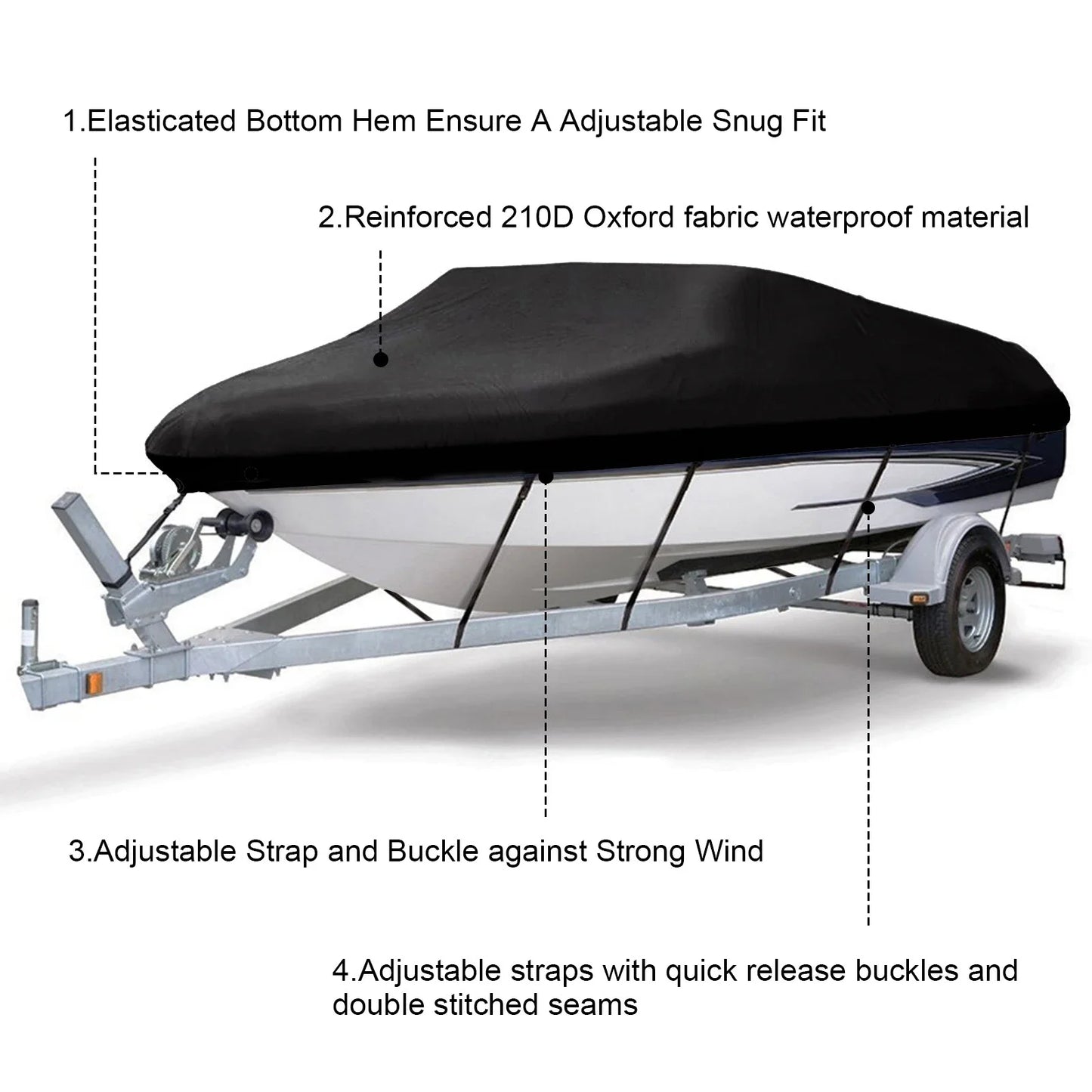 Neverland 210D Boat Cover All Weather Marine Grade Ripstop