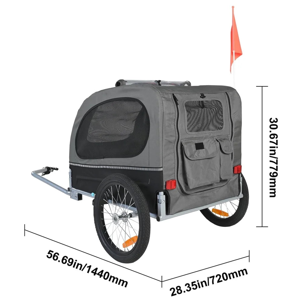 DUTRIEUX Waterproof Pet Bicycle Trailer With Foldable Frame