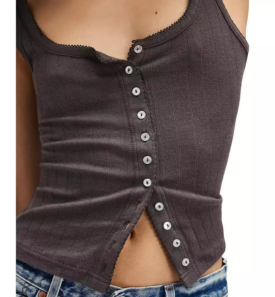 Free People End Game Pointelle Sleeveless Yoga Tank Top