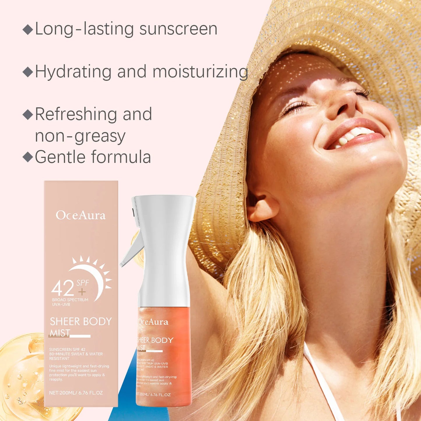 OceAura Facial Sunscreen Spray Moisturizing Absorption