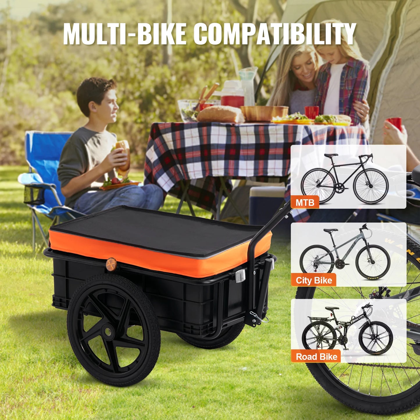 SucceBuy Bike Cargo Trailer Foldable Storage Wagon 88 Lbs