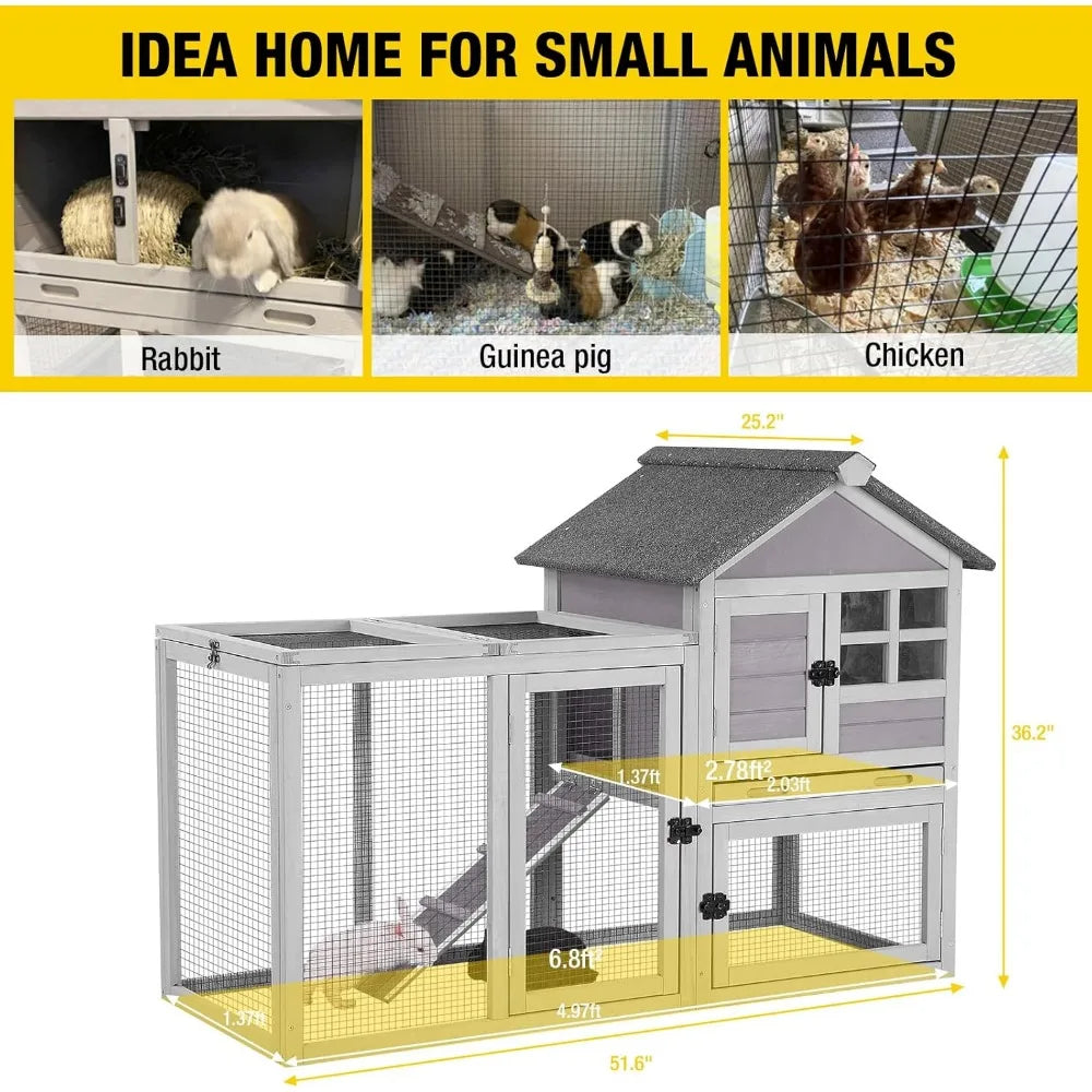 Outdoor Adventures Hub Rabbit Hutch Indoor Run With Tray