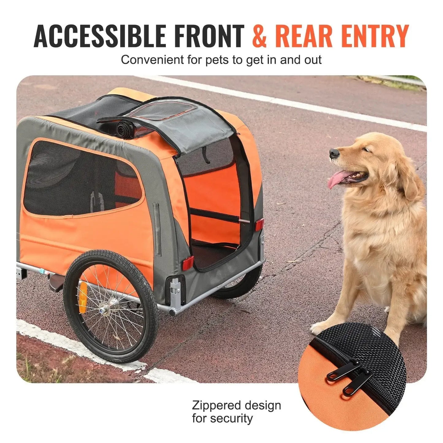 XMSJ Dog Bike Trailer Pet Cart Bicycle Carrier Foldable