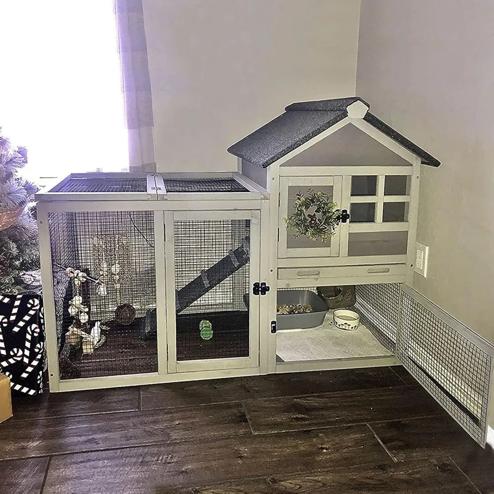 Outdoor Adventures Hub Rabbit Hutch Indoor Run With Tray