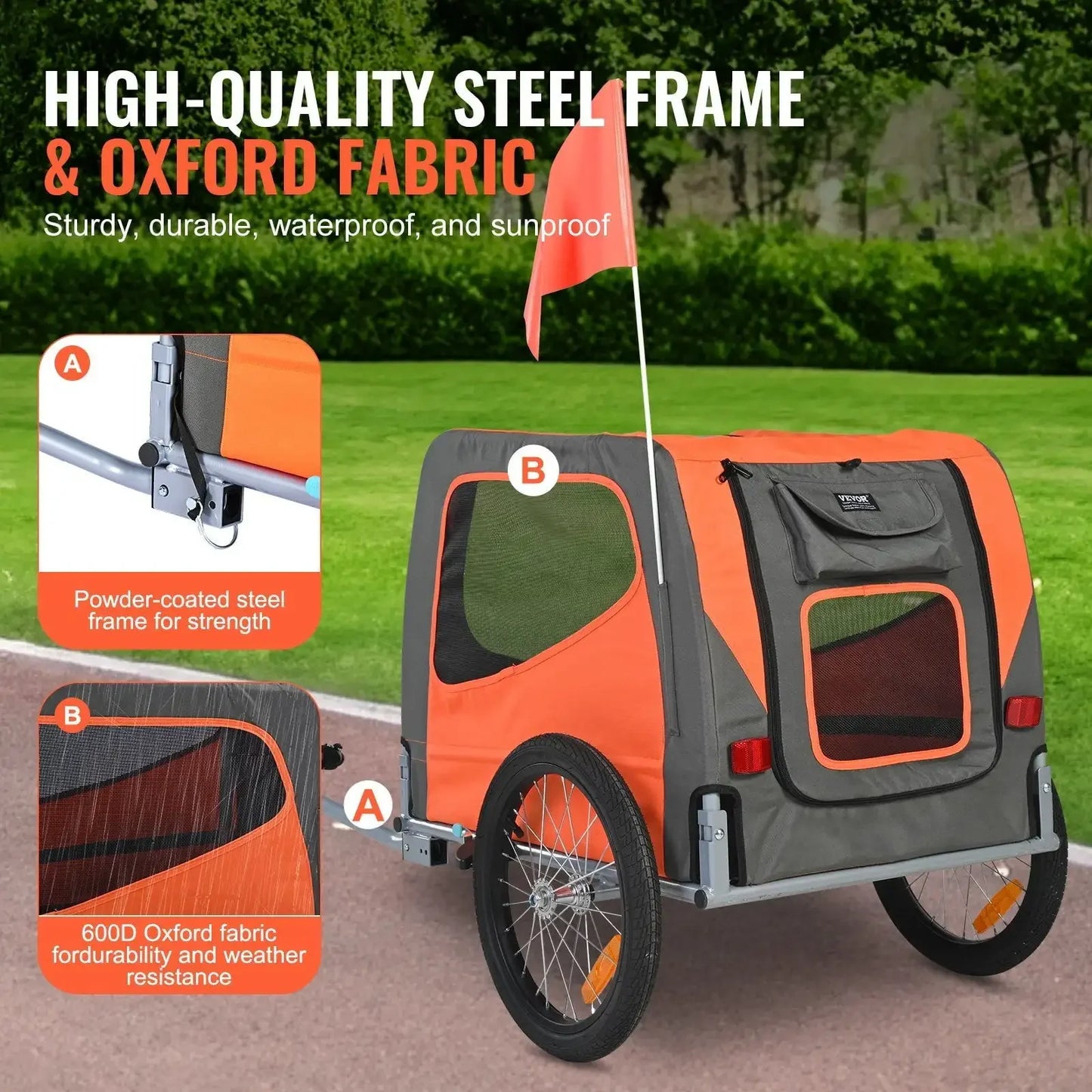 XMSJ Dog Bike Trailer Pet Cart Bicycle Carrier Foldable