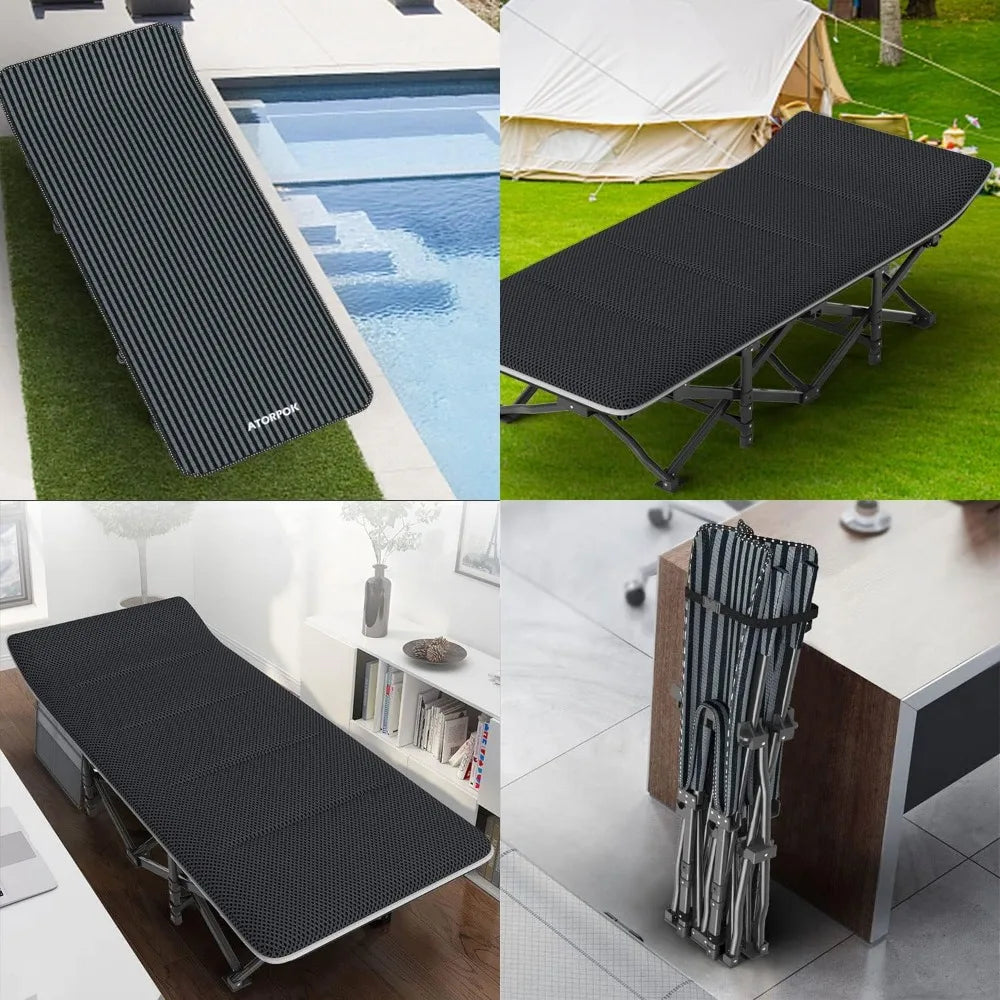 Camping Cot With Cushion For Adults Lightweight Folding Bed