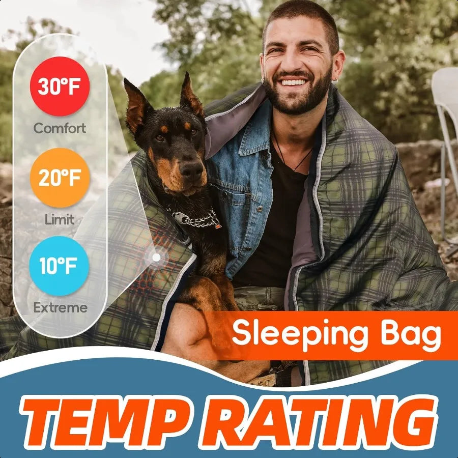 Adult 0 Degree Winter Sleeping Bag with Pillow for Camping