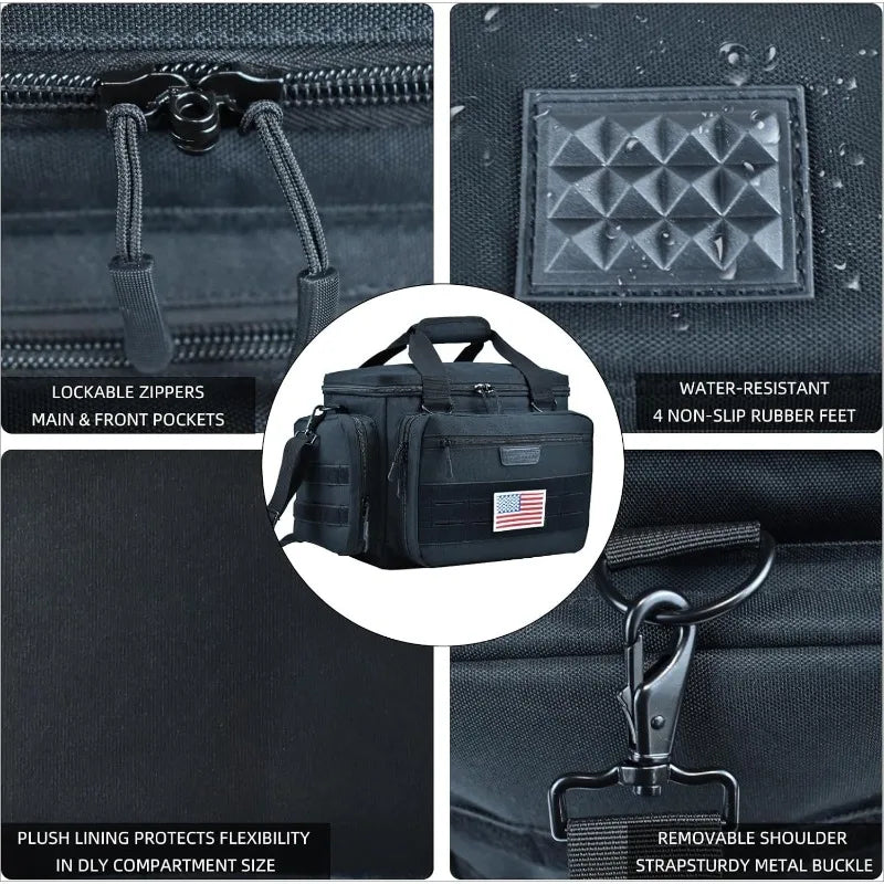 Tactical Gun Range Bag for Handguns and Accessories Storage