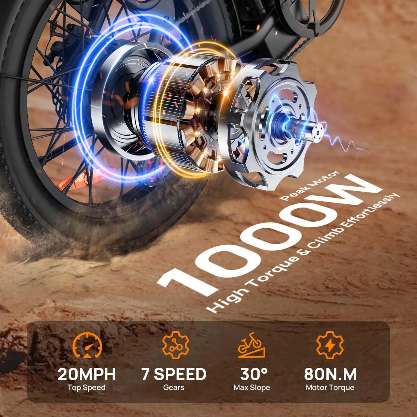URLIFE E20 1000W Fat Tire Electric Bike Removable Battery