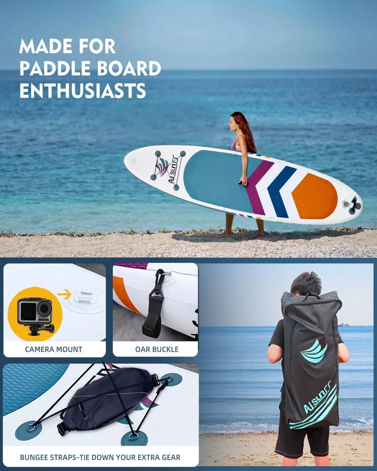 Inflatable Paddle Board for Adult, Paddle Board for All Skill Levels, Wide SUP Board with Primium Accessories Include SUP Carry