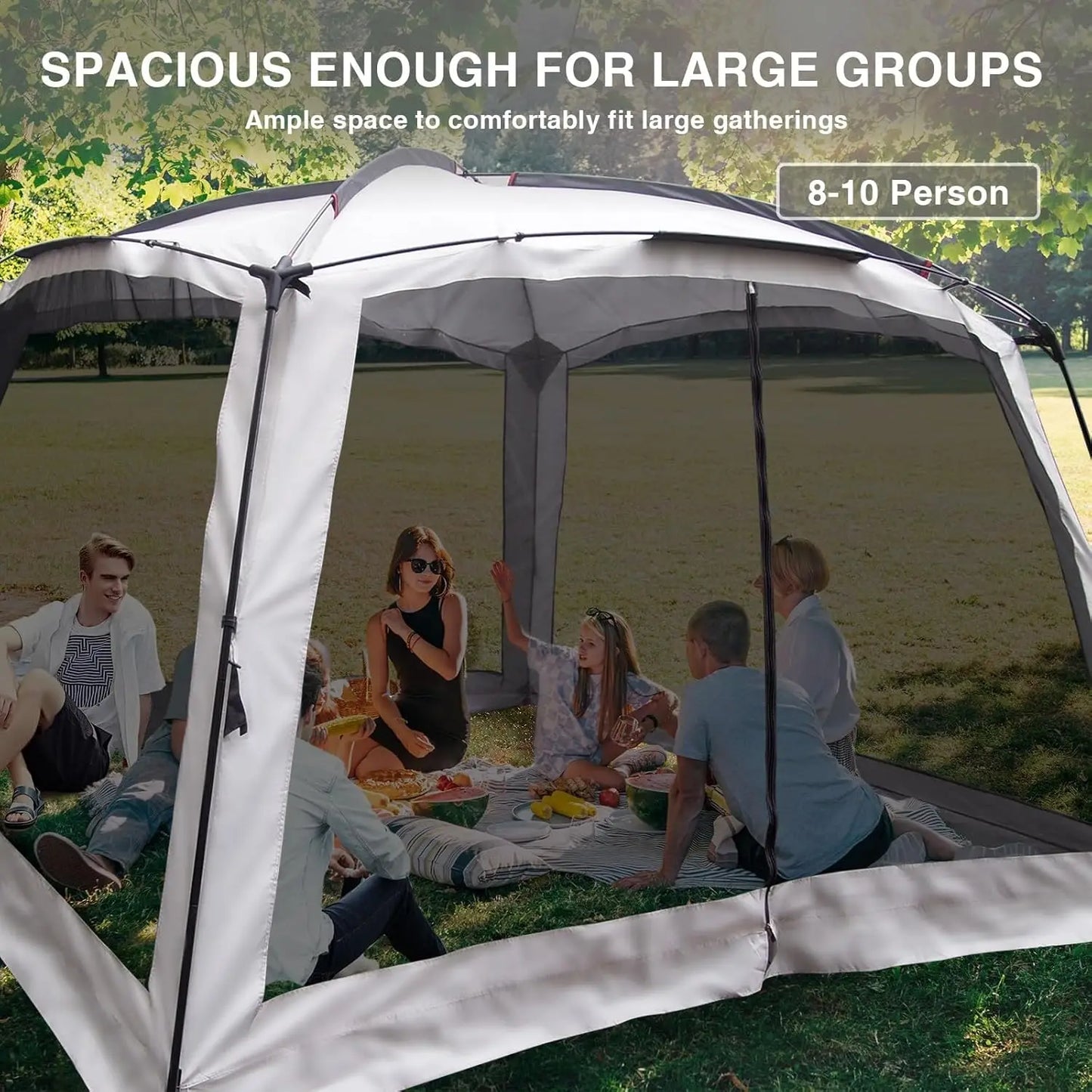 12' X 12' Screen Tent for Camping Canopy Easy Set Up Camper Screen House Room Porch Screened Gazebo 8-10 Person