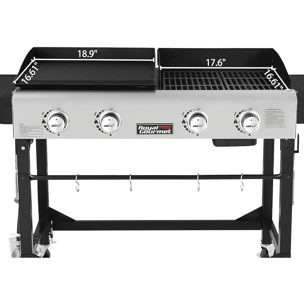 DAFIFY 4-Burner Propane Gas Grill and Griddle Combo