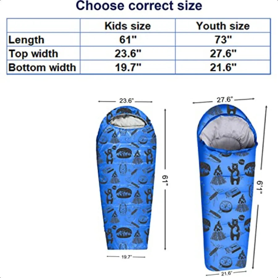KidzAdventure Mummy Style Sleeping Bag With Pillow Sleeve