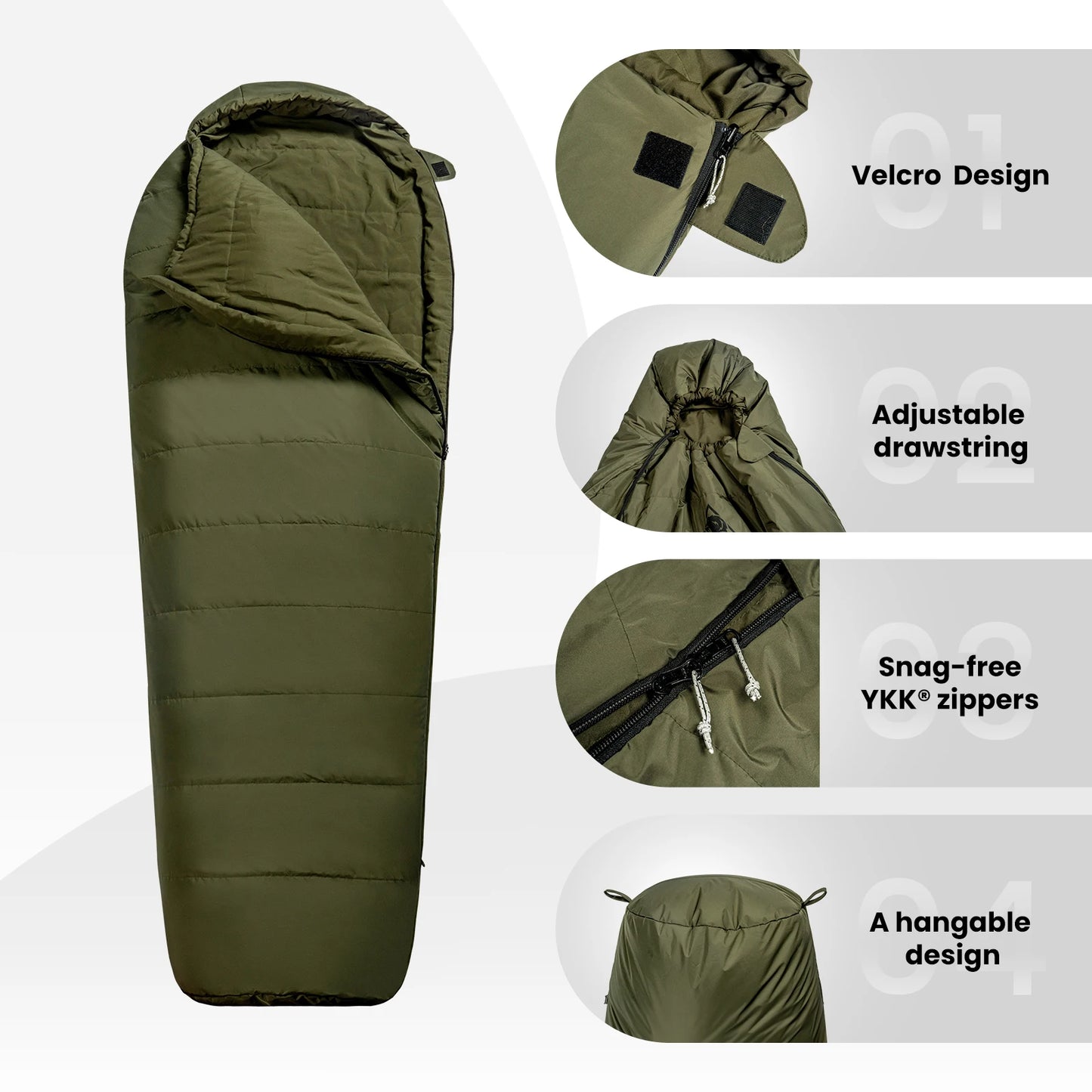 OneTigris Bushcrafter Mummy Sleeping Bag for Camping