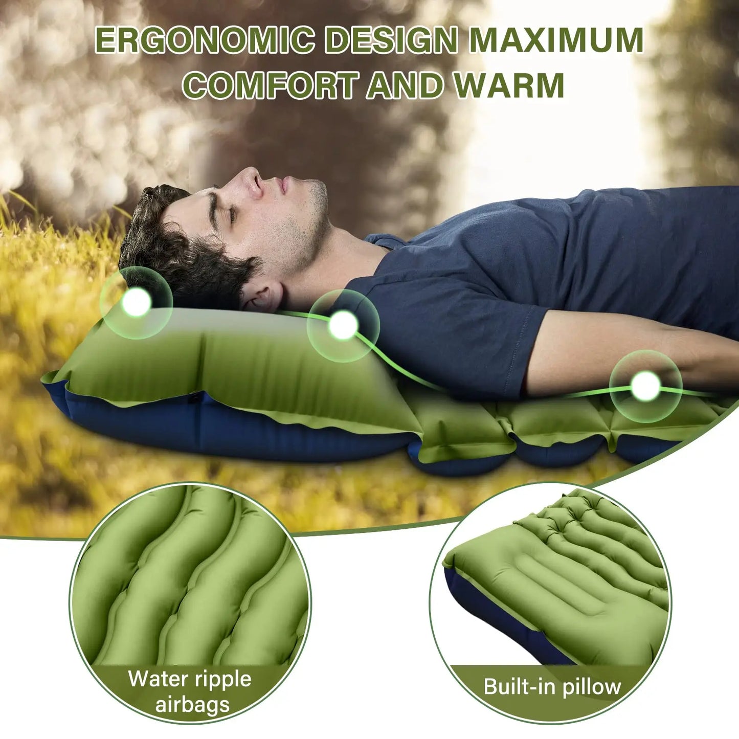 West Tune Ultralight Camping Sleeping Pad With Pillow Pump