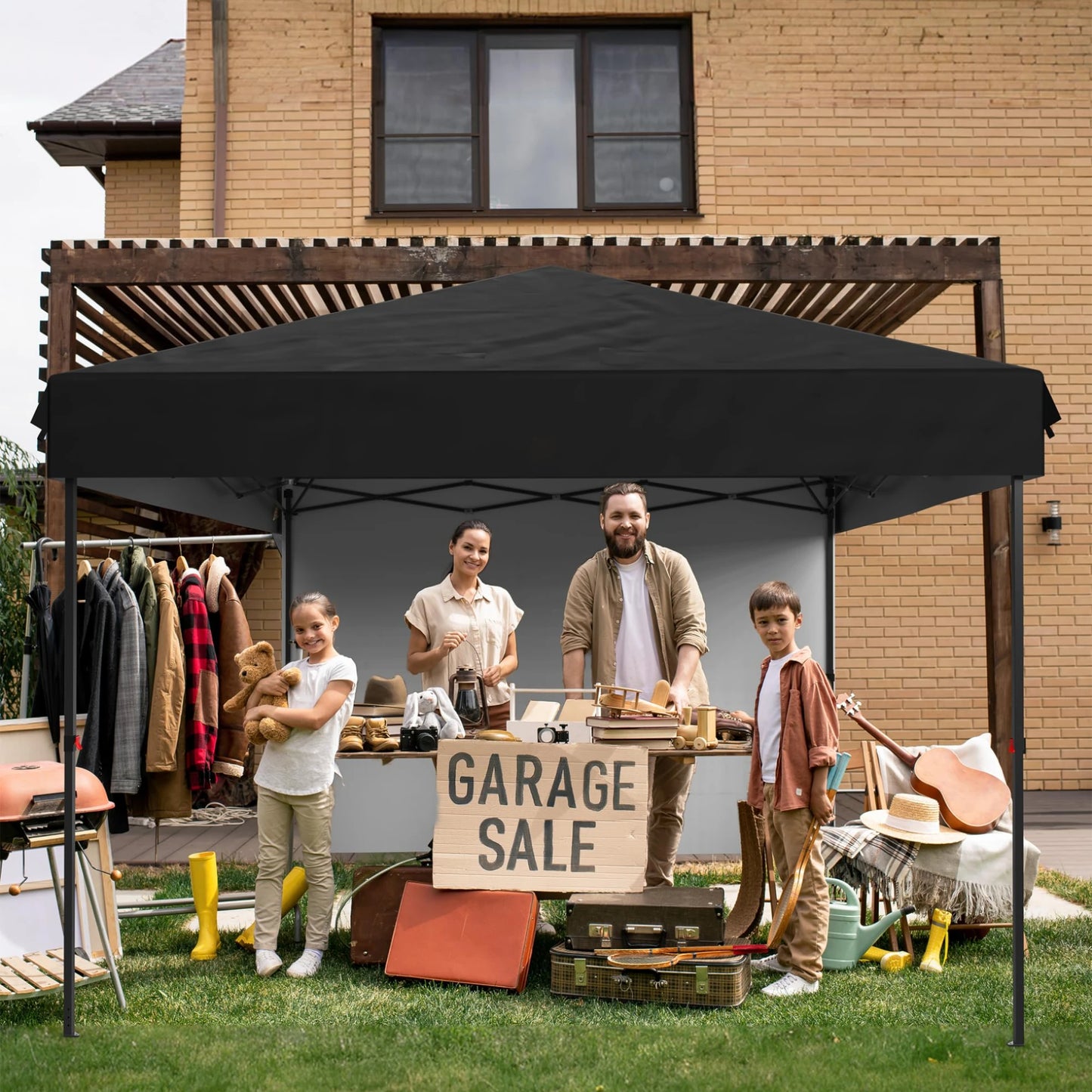 10' x 10' Pop Up Canopy Tent, Outdoor Pop Up Commercial Canopy with 3 Removable Sidewalls, Heavy Duty Commercial Instant Tent