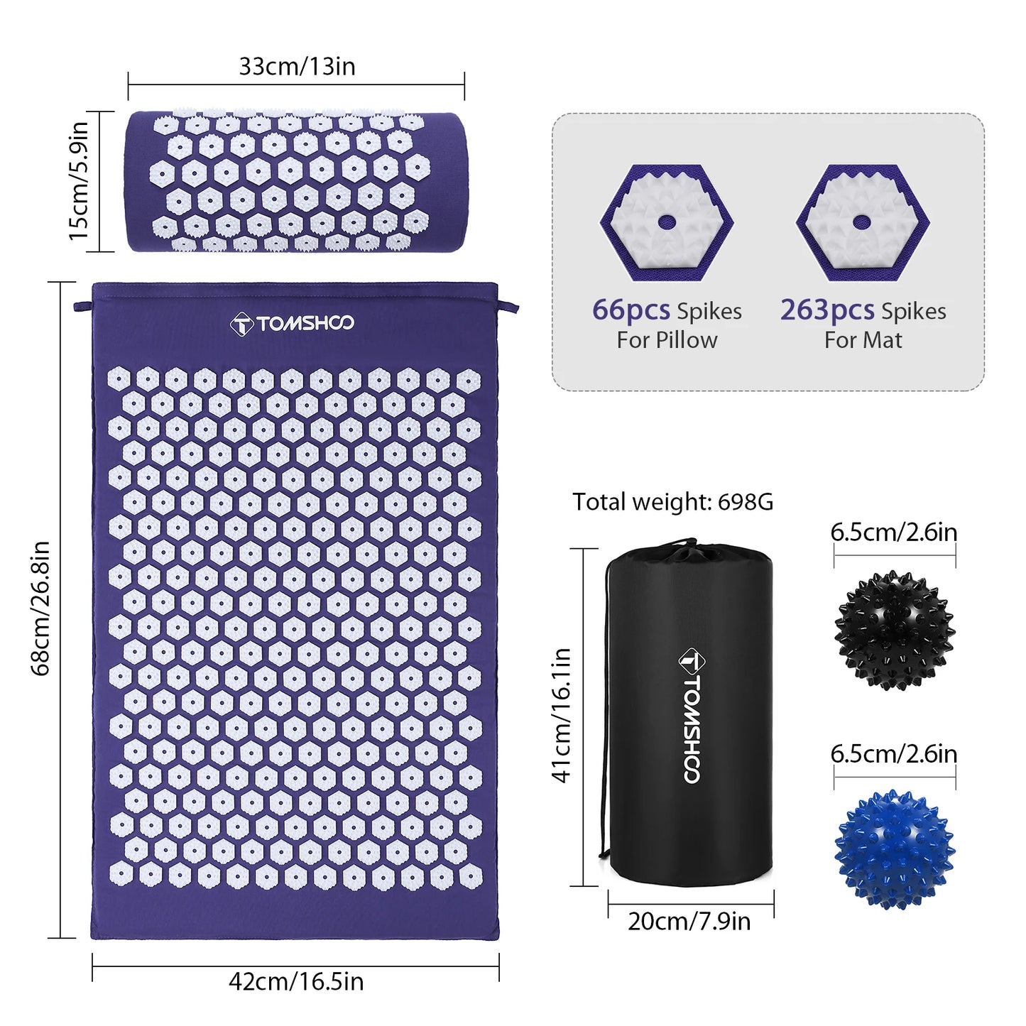 LIXADA Acupressure Mat And Pillow Set For Muscle Relaxation