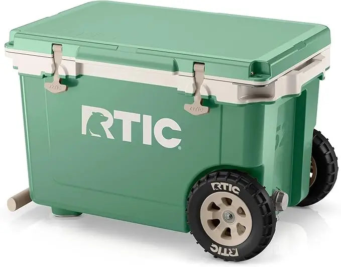 52 Quart Ultra-Light Wheeled Hard Cooler Insulated Portable Ice Chest Box for Beach, Drink, Beverage, Camping, Picnic, Fishing,
