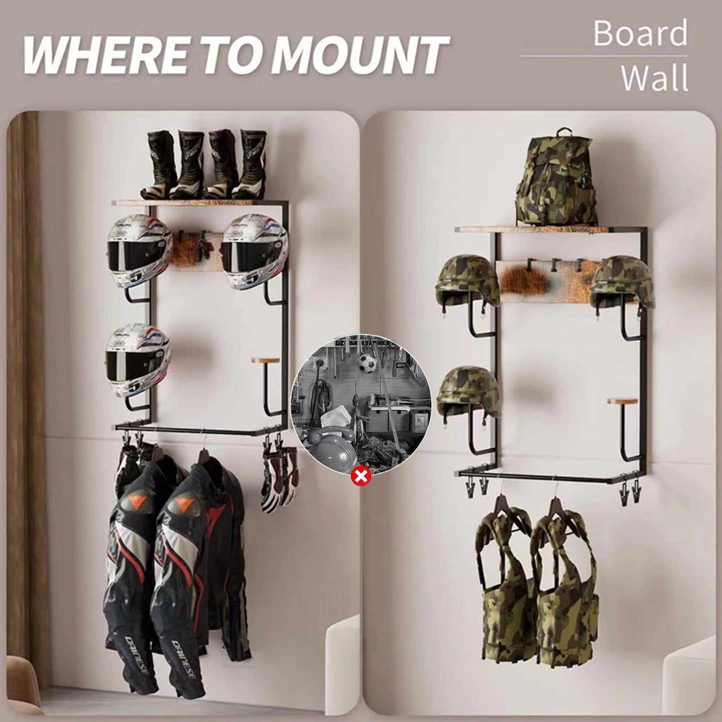 Guangdong CN Motorcycle Helmet Wall Mount Rack With 4 Hooks