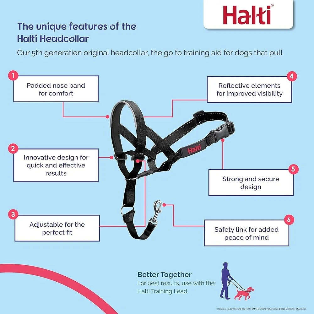 Halti Headcollar Dog Training Lead Stop Pull Reflective