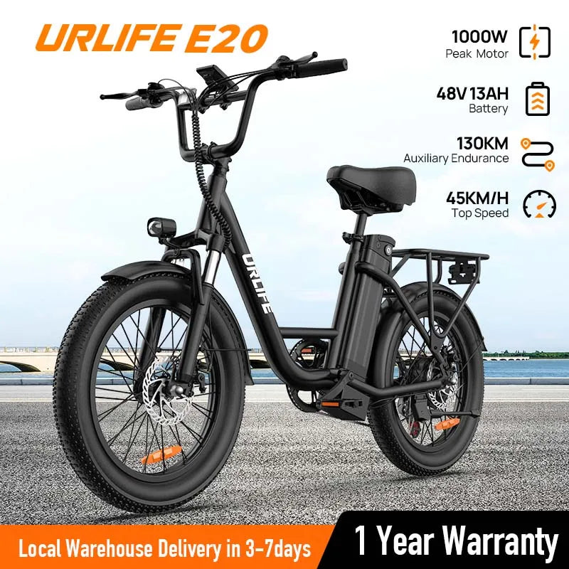 URLIFE E20 1000W Fat Tire Electric Bike Removable Battery