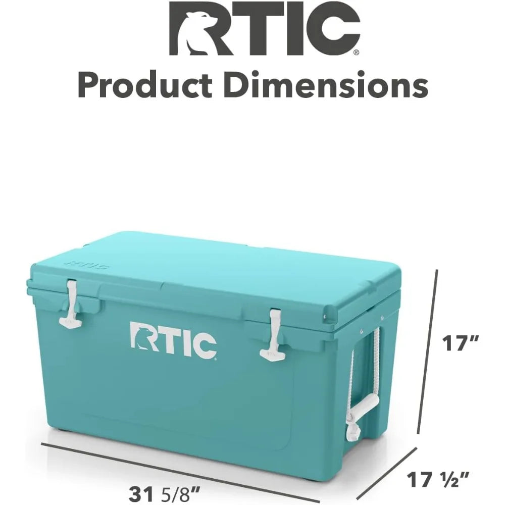 65 QT Ultra-Tough Cooler Hard Insulated Portable Ice Chest Box for Beach, Drink, Beverage, Camping, Picnic, Fishing, Boat, Barb
