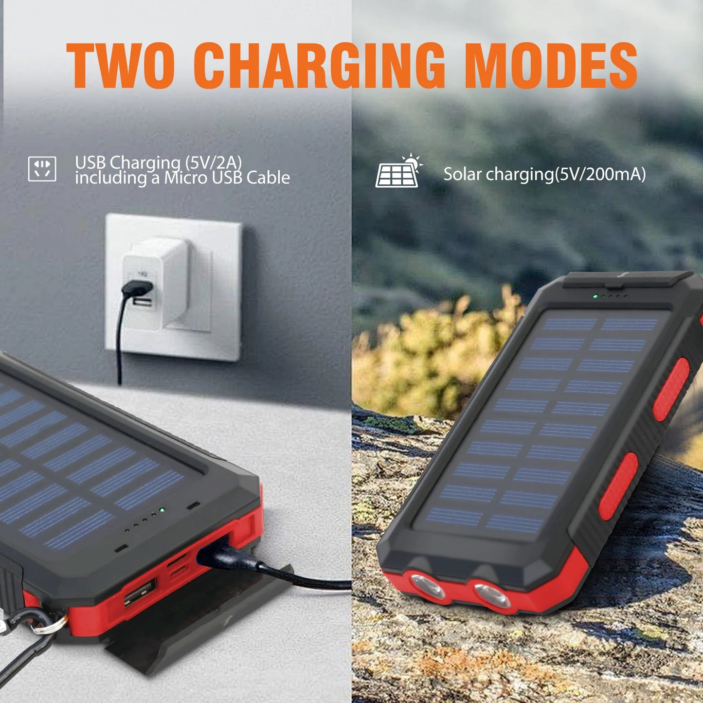 Hik 20000mAh Solar Charger Waterproof Portable Power Bank