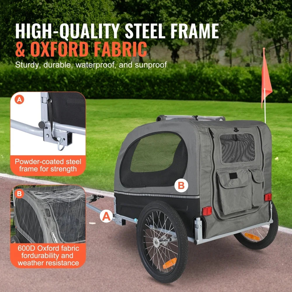 DUTRIEUX Waterproof Pet Bicycle Trailer With Foldable Frame