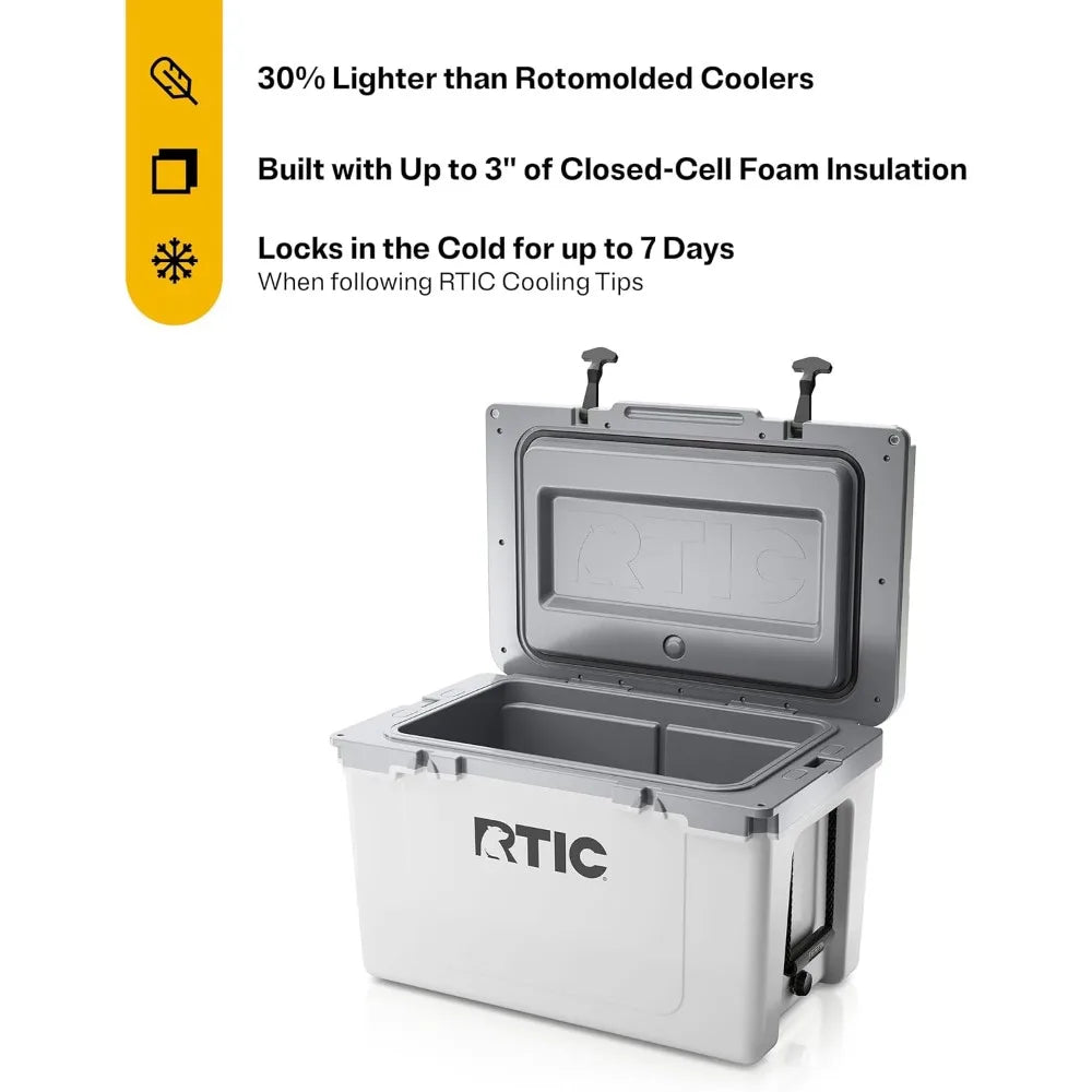 Ultra-Light 52 Quart Hard Cooler Insulated Portable Ice Chest Box for Beach, Drink, Beverage, Camping, Picnic, Fishing, Boat, B