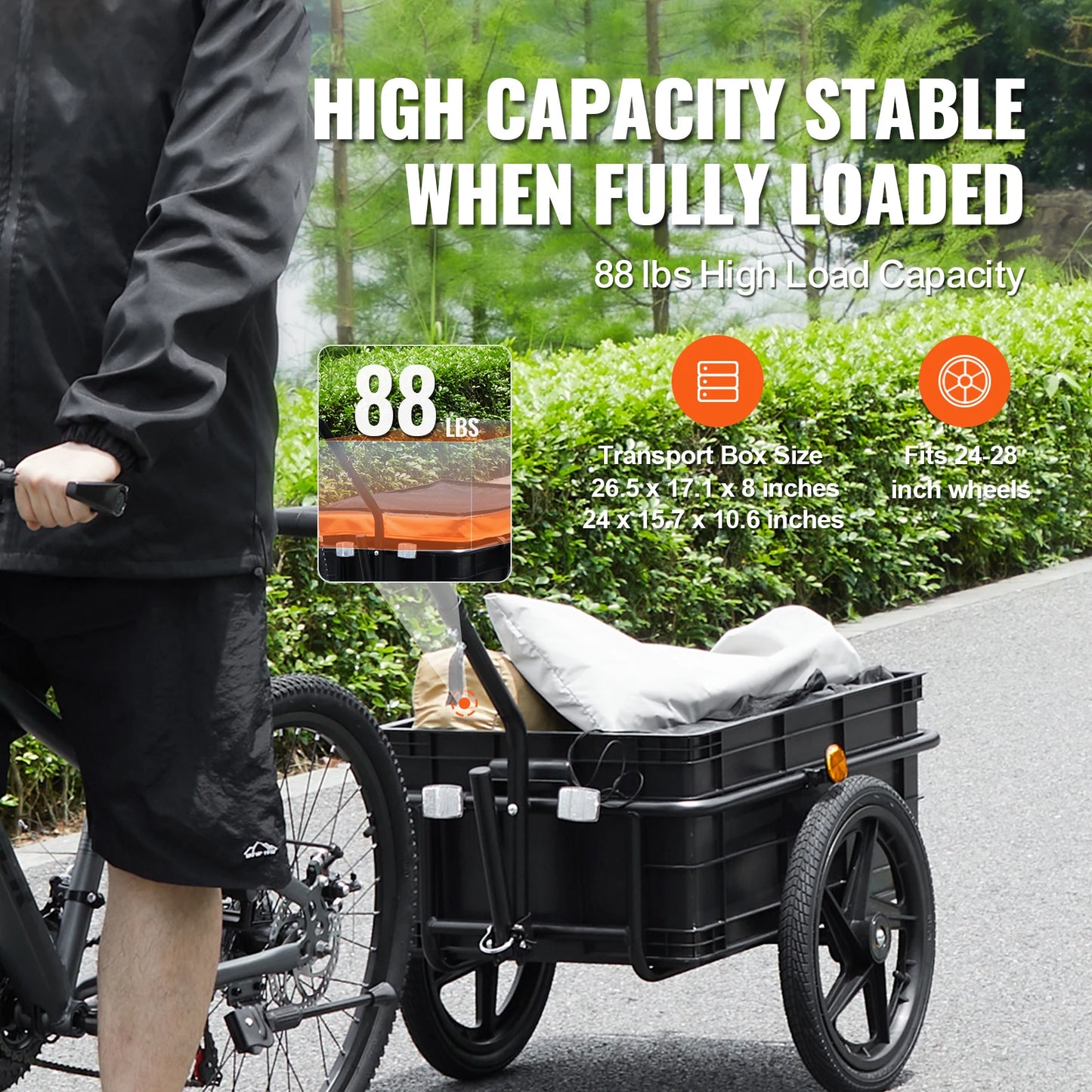 SucceBuy Bike Cargo Trailer Foldable Storage Wagon 88 Lbs