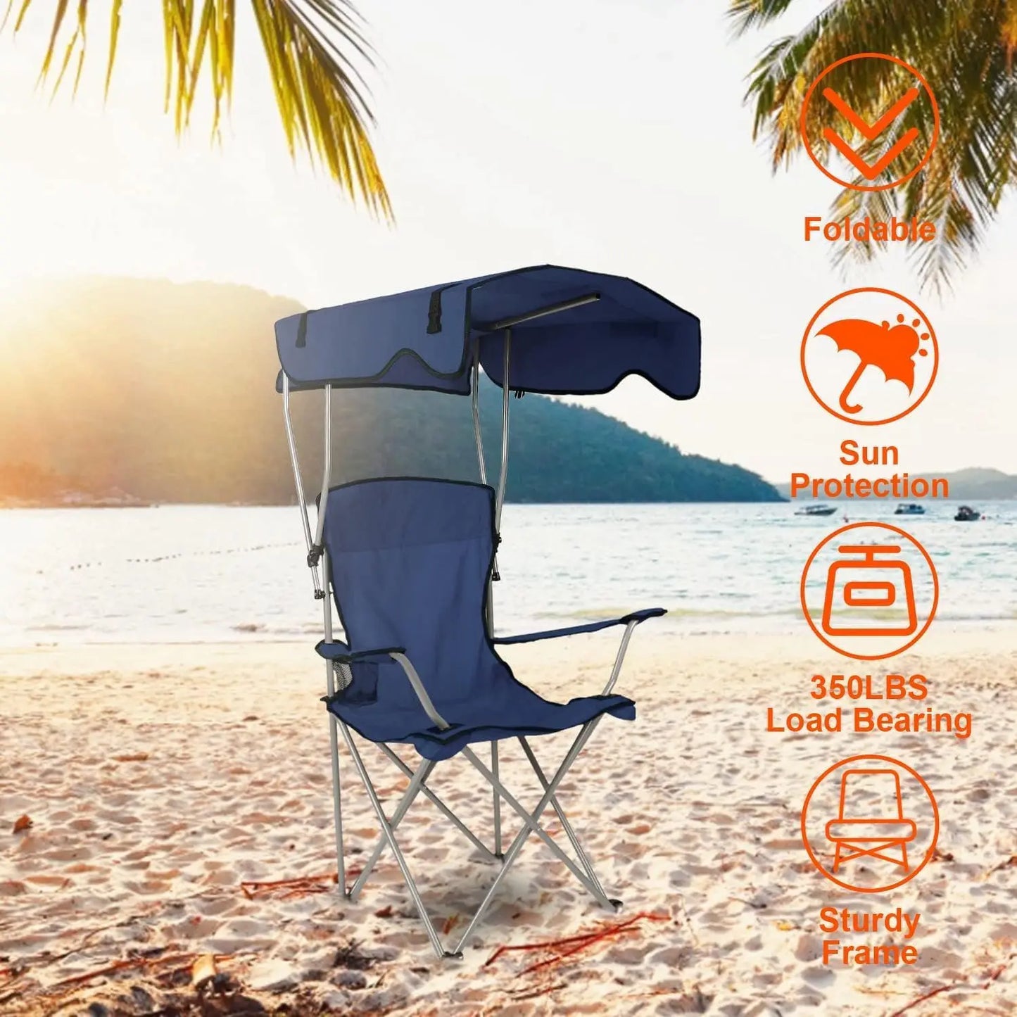 General Use Camping Chair With Canopy Outdoor Lounge