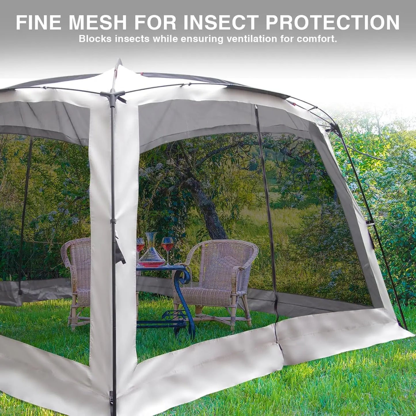12' X 12' Screen Tent for Camping Canopy Easy Set Up Camper Screen House Room Porch Screened Gazebo 8-10 Person
