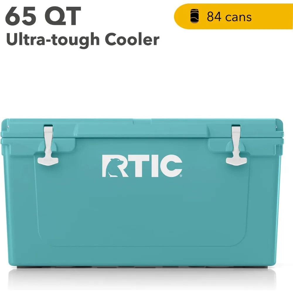 65 QT Ultra-Tough Cooler Hard Insulated Portable Ice Chest Box for Beach, Drink, Beverage, Camping, Picnic, Fishing, Boat, Barb