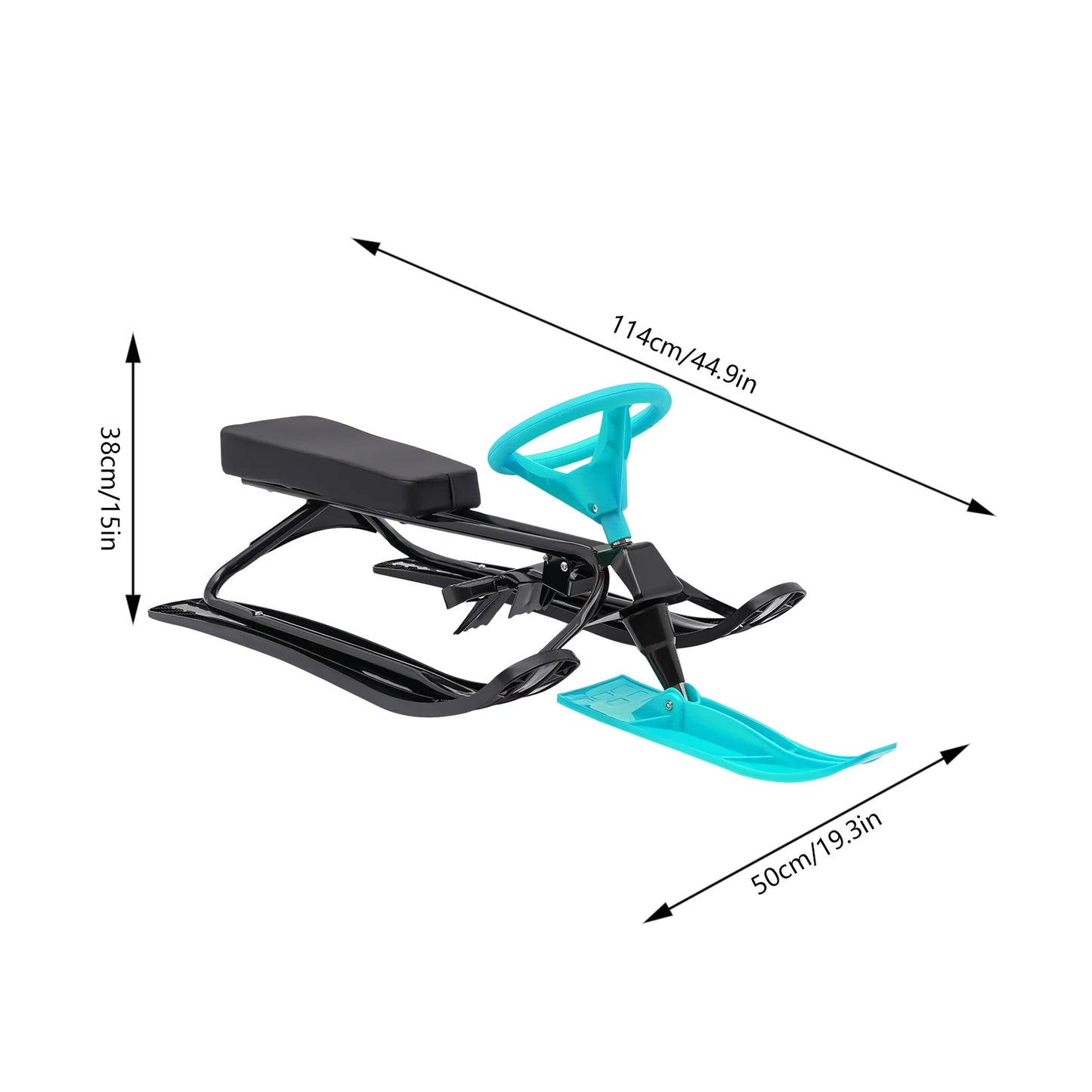 Hign Concerned Snow Sled With Steering And Twin Brakes