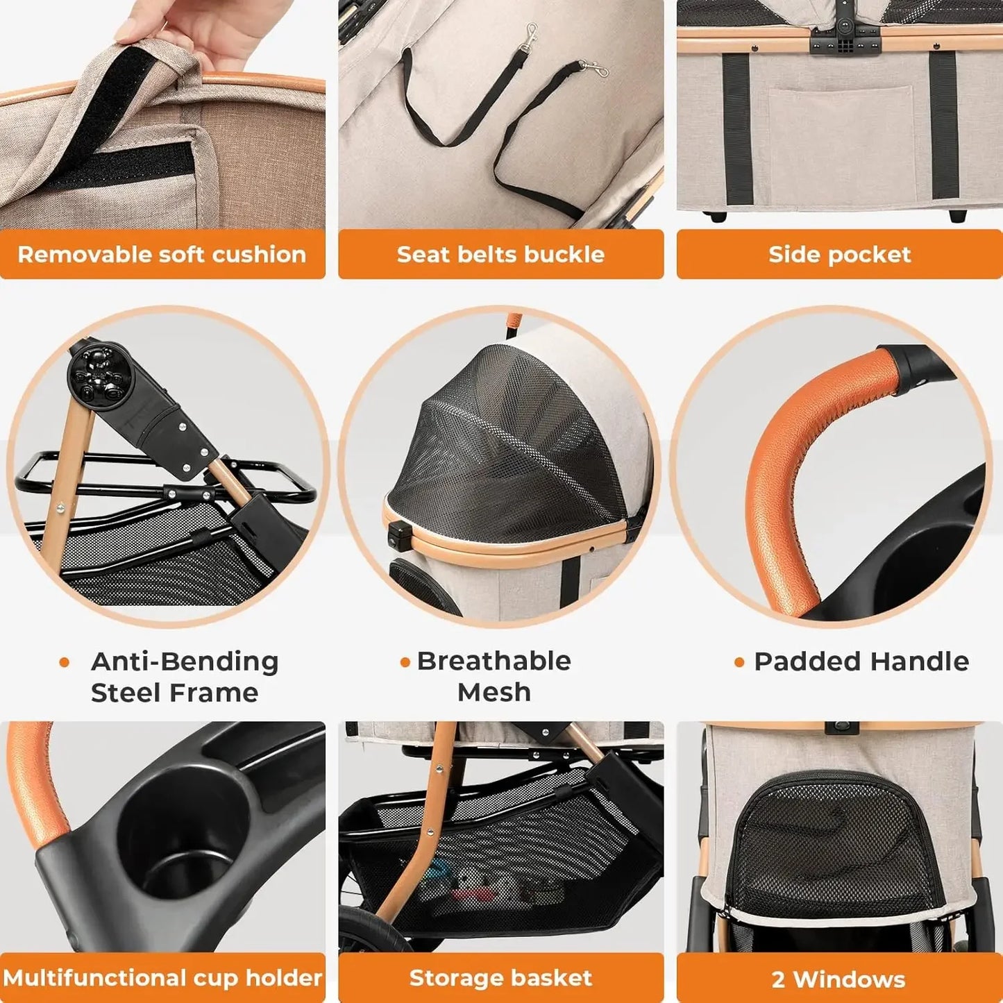XMSJH 3-in-1 Premium Pet Stroller for Dogs and Cats