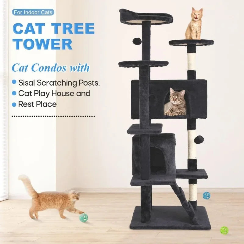 Durable Multi-Level Cat Scratching Post and Jumping Platform