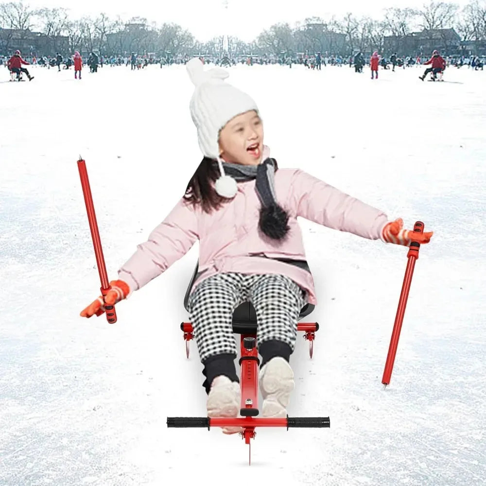 Hign Concerned Snow Racer Sled Ski Slider Board With Pedals