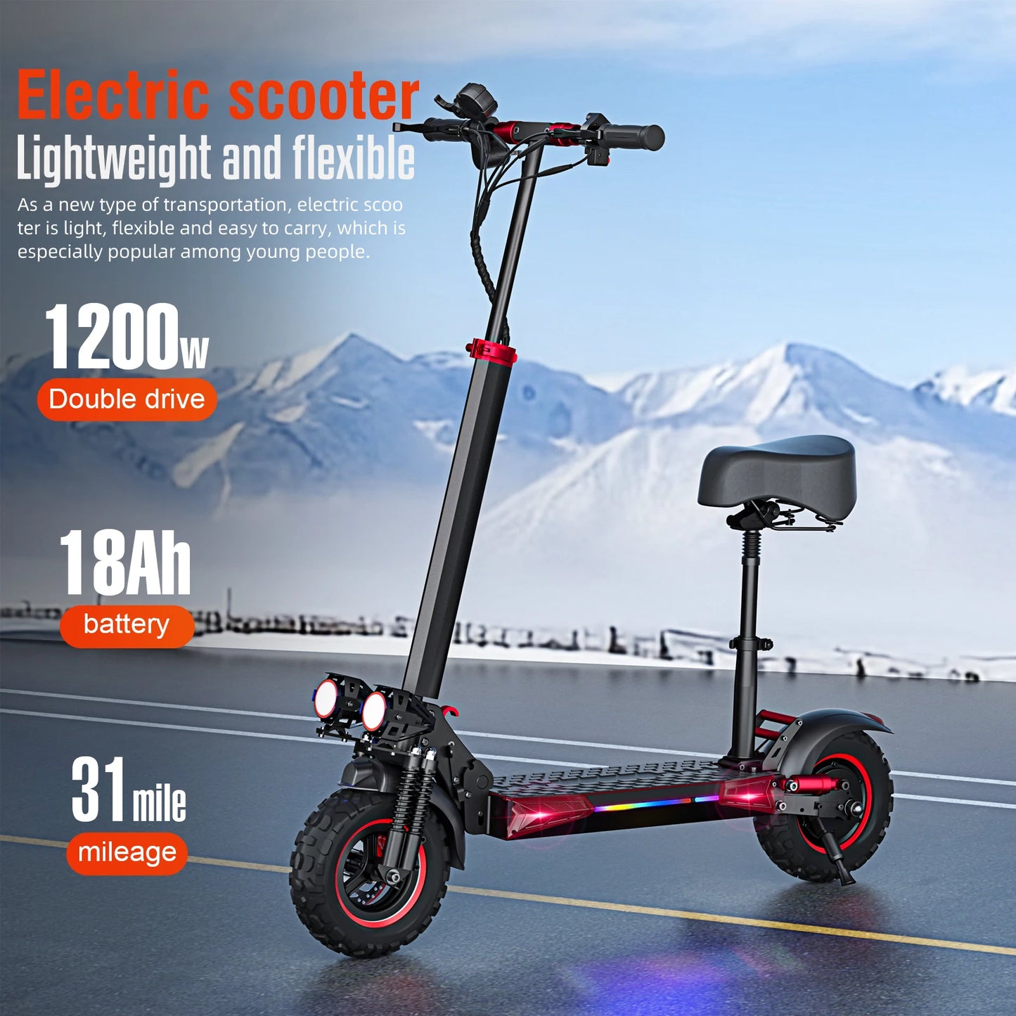 E-Scooter J11MAX Foldable Waterproof Adult Electric Scooter 11 "off-road tires 48V 1200W 18Ah Configuration Smart