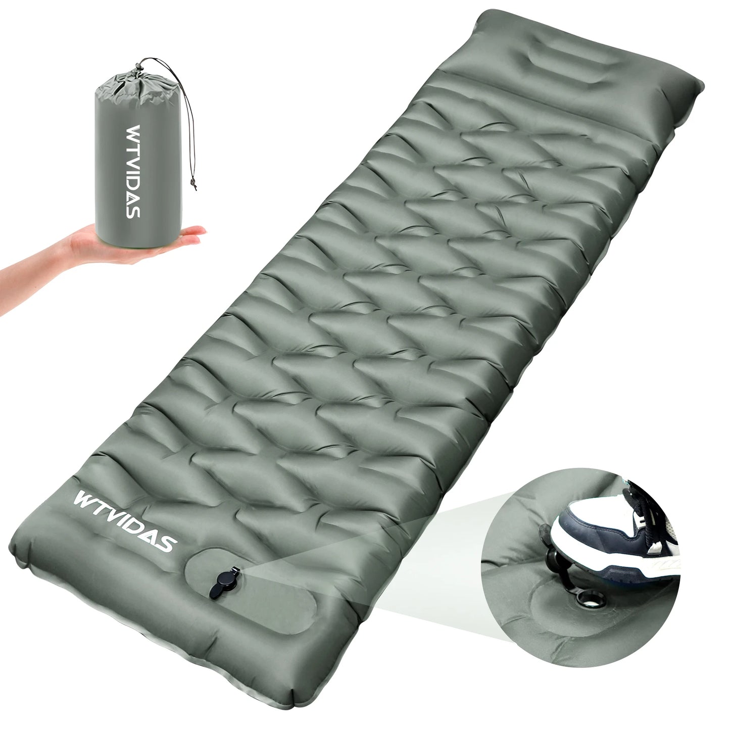 WTVIDAS Ultralight Camping Sleeping Pad With Built In Pump