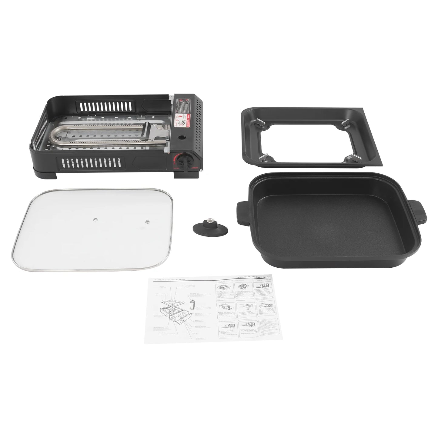 Portable Camping Butane Gas Grill Stove With Tray Lid