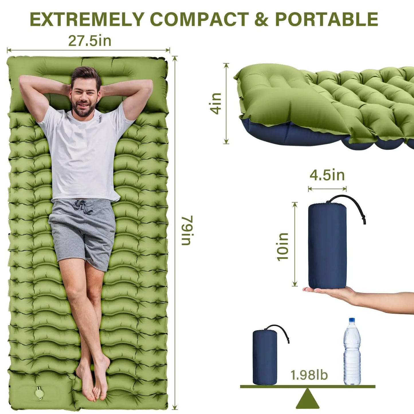 West Tune Ultralight Camping Sleeping Pad With Pillow Pump