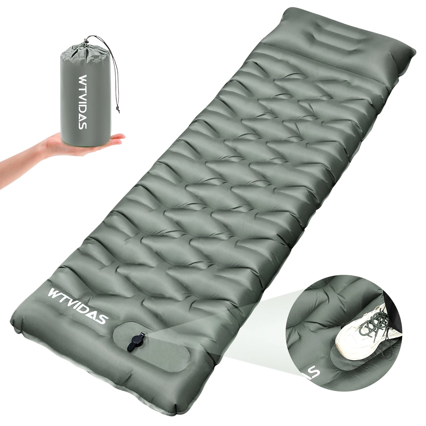 WTVIDAS Ultralight Camping Sleeping Pad With Built In Pump