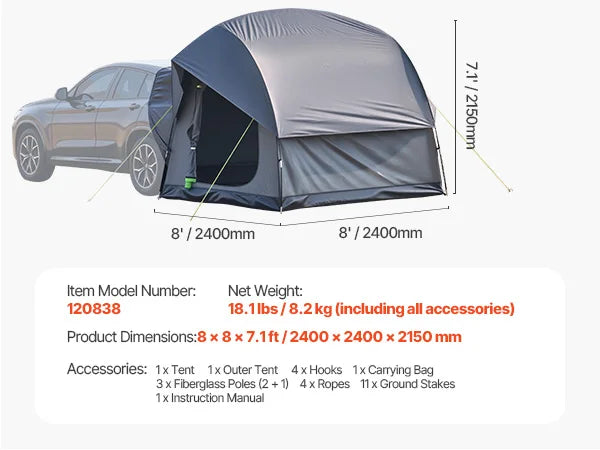 Outdoor Adventures Hub SucceBuy SUV Tent Waterproof