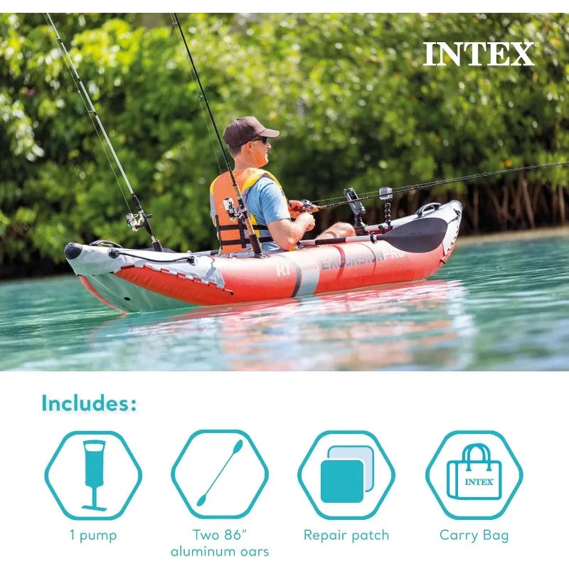 INTEX 68303EP Excursion Pro K1 Inflatable Kayak Set: Includes Deluxe 86in Kayak Paddles and High-Output Pump