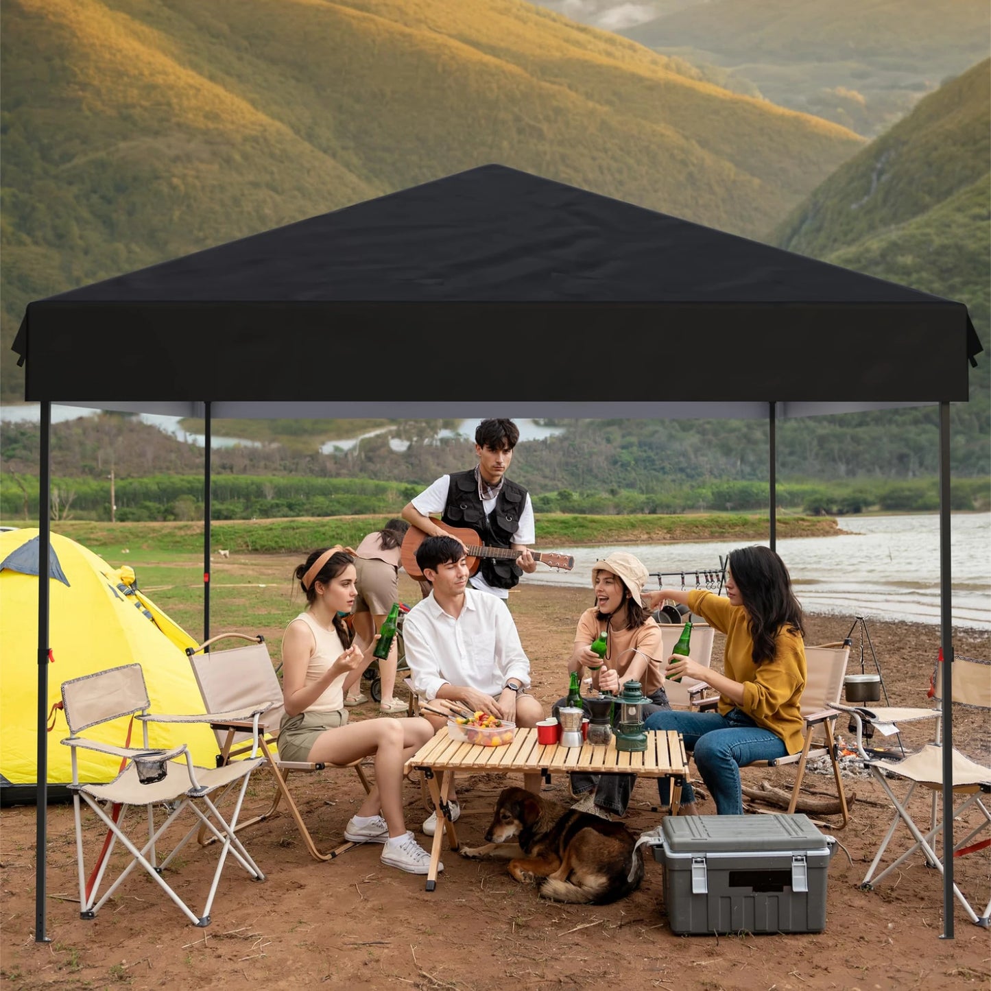 10' x 10' Pop Up Canopy Tent, Outdoor Pop Up Commercial Canopy with 3 Removable Sidewalls, Heavy Duty Commercial Instant Tent