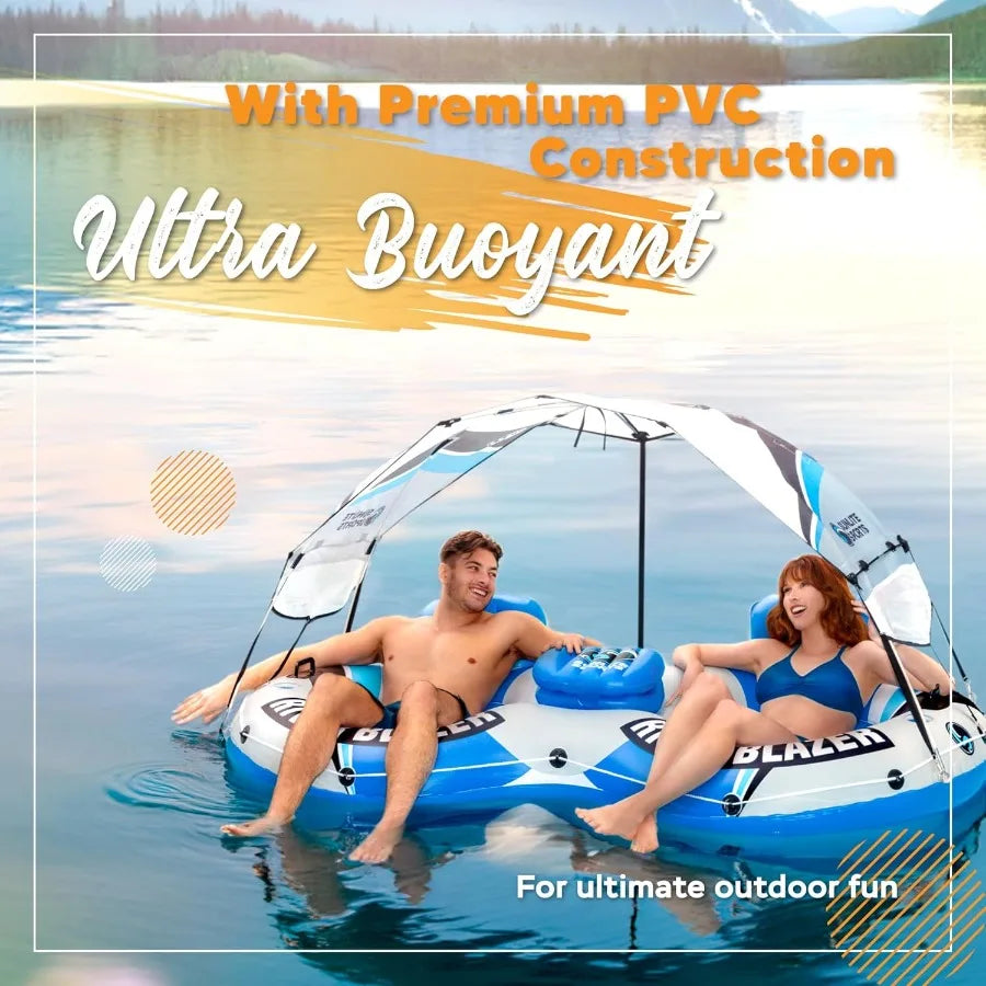2024 New and Upgraded Sunlite Sports Heavy Duty River Tube Inflatable Premium Water Float to Lounge Above Lake and River Outdoo