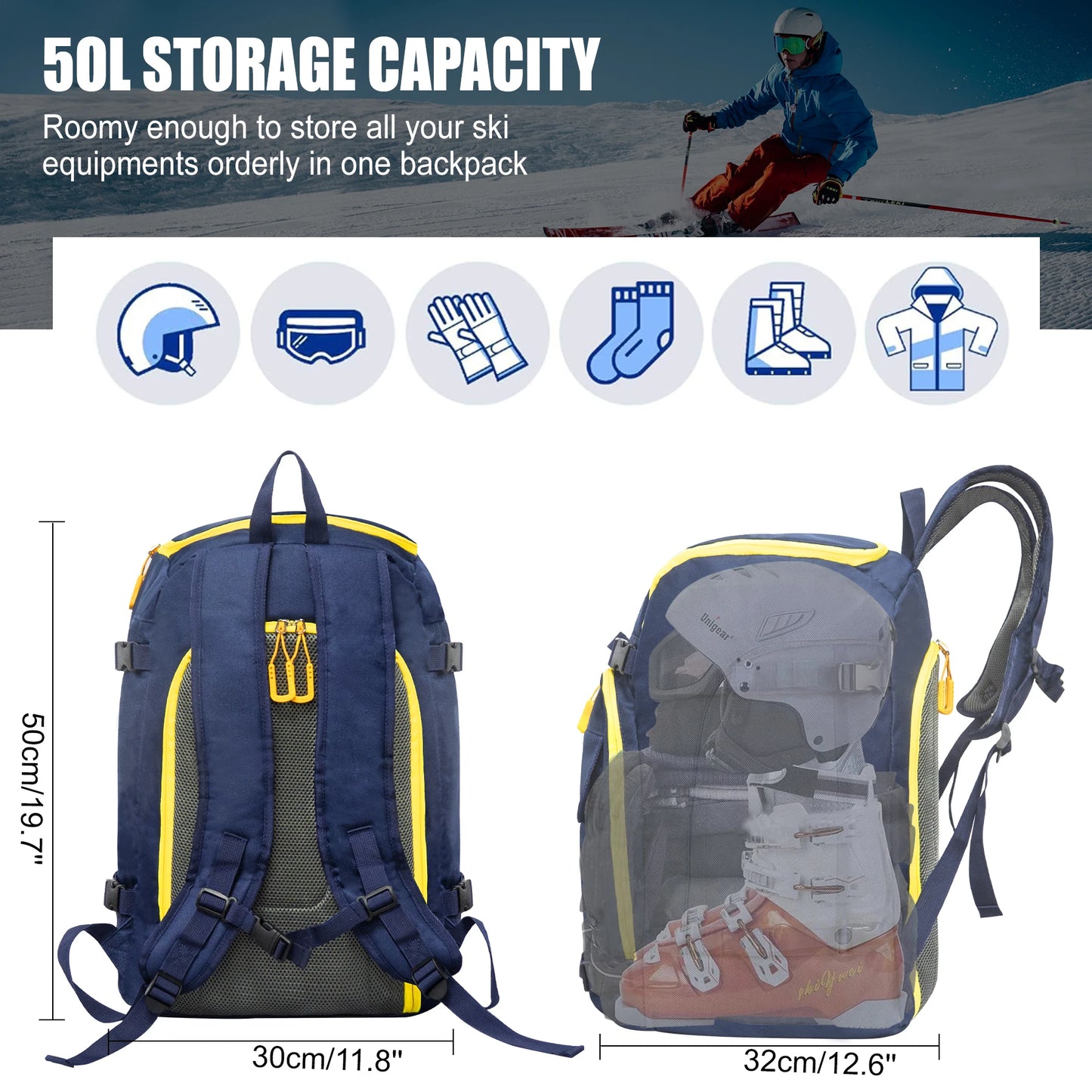 West Tune Ski Boot Bag Outdoor Travel Backpack High Capacity